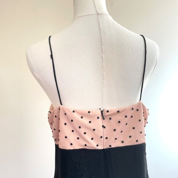 Argenti Silk Babydoll Slip Dress 10 Polka Dot Embroidered Beaded Cocktail Y2K - Picture 4 of 13